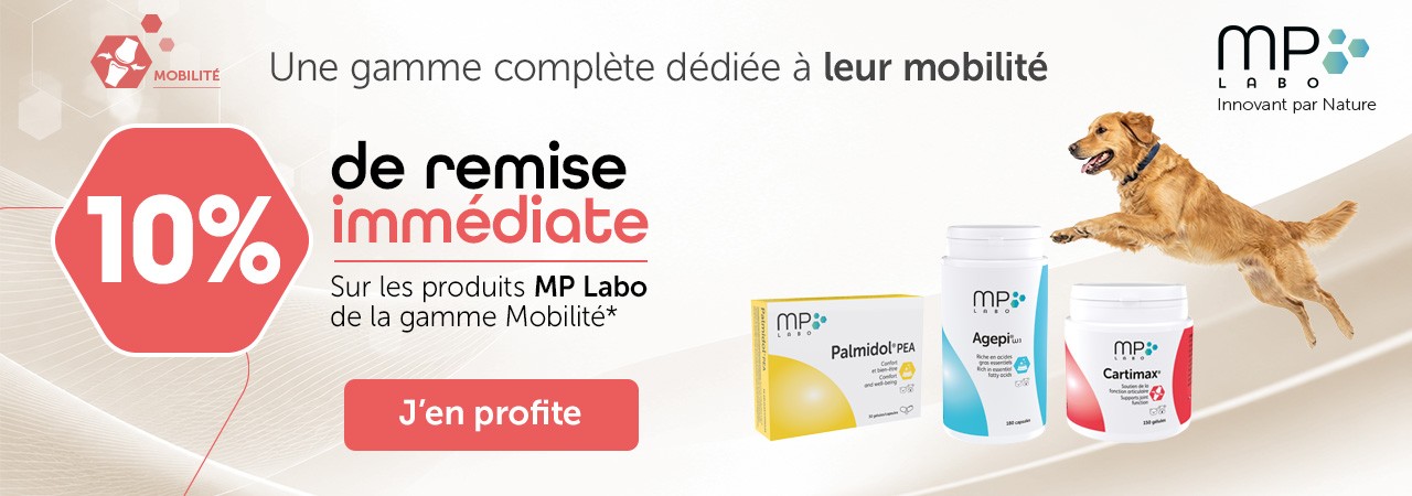 Promotion sur la mobilité du chien et du chat grâce à des produits MP Labo.